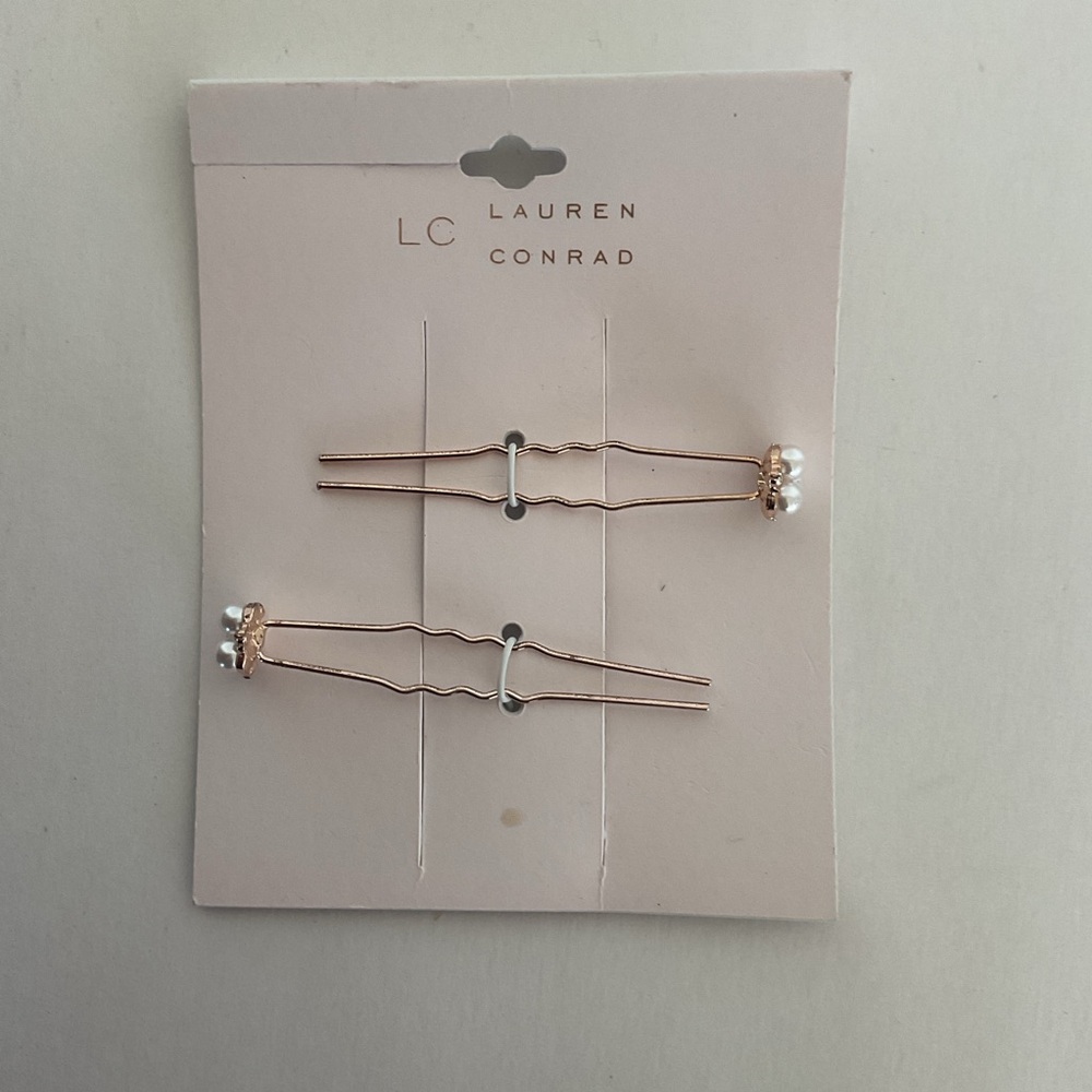 LC Lauren Conrad Rose Gold Hair Pins with Pearls NWT